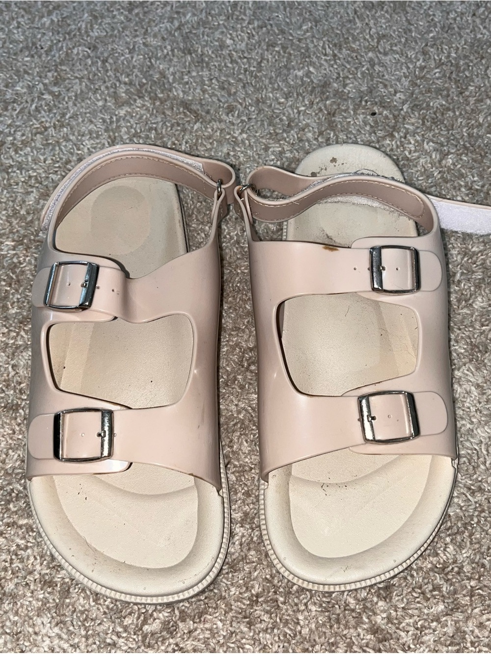 Neutral Blush Double-Buckle Sandals
